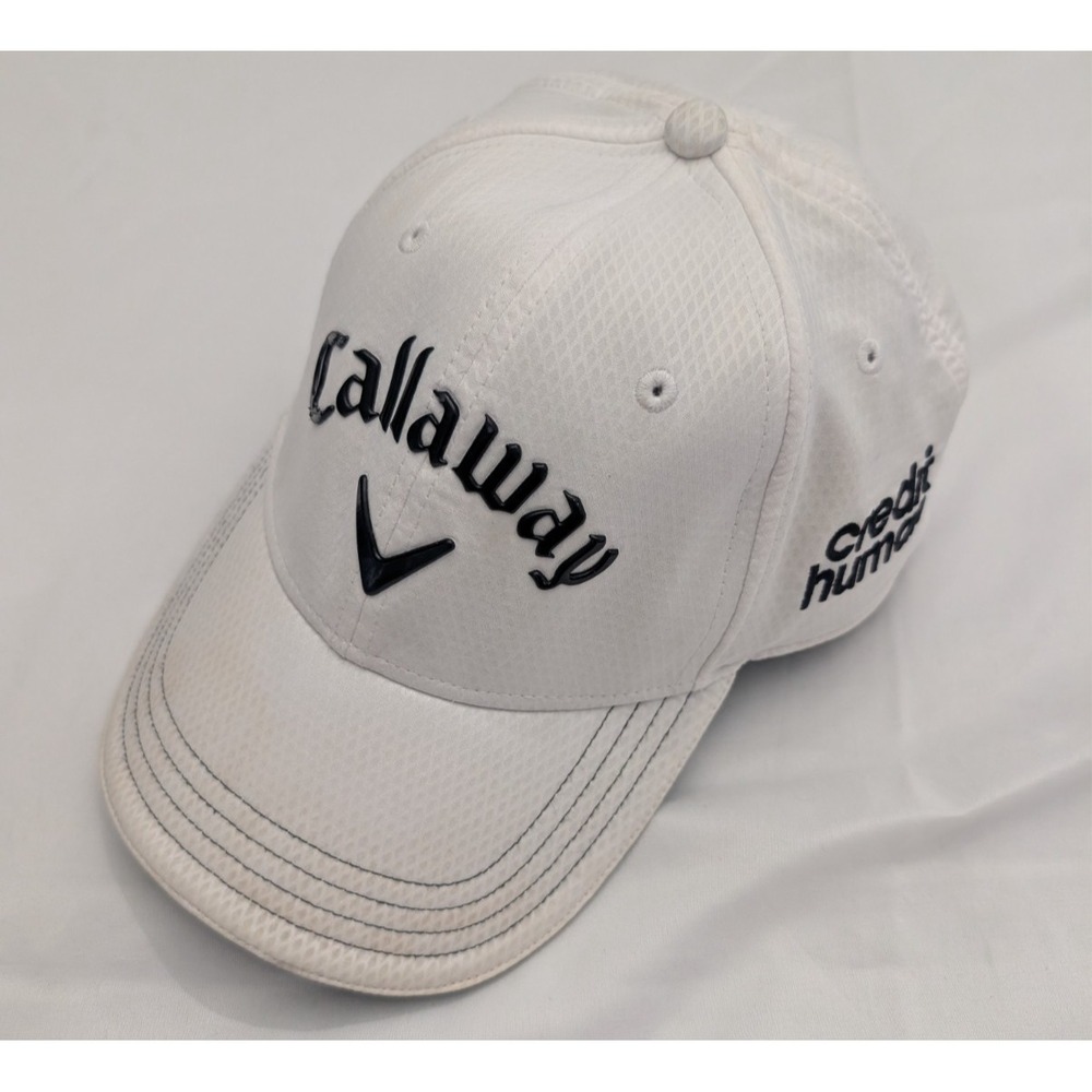 Callaway Golf Hat Men Adjustable White Honeycomb Mesh Raised Logo Sport Cap